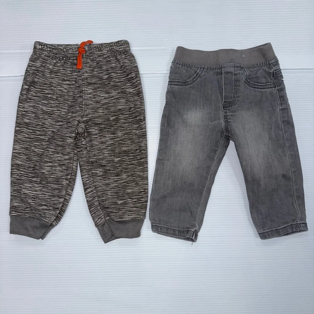 Lot of 2 Baby Boy Bottoms Garanimals Carter's Grey Casual Pants 12 Months